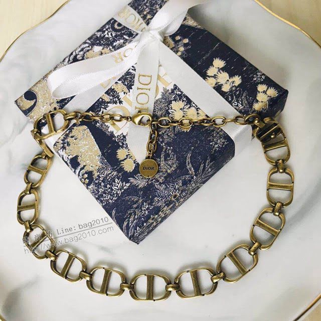 Dior飾品 迪奧經典熱銷爆款復古金色女項鏈  zgd1142